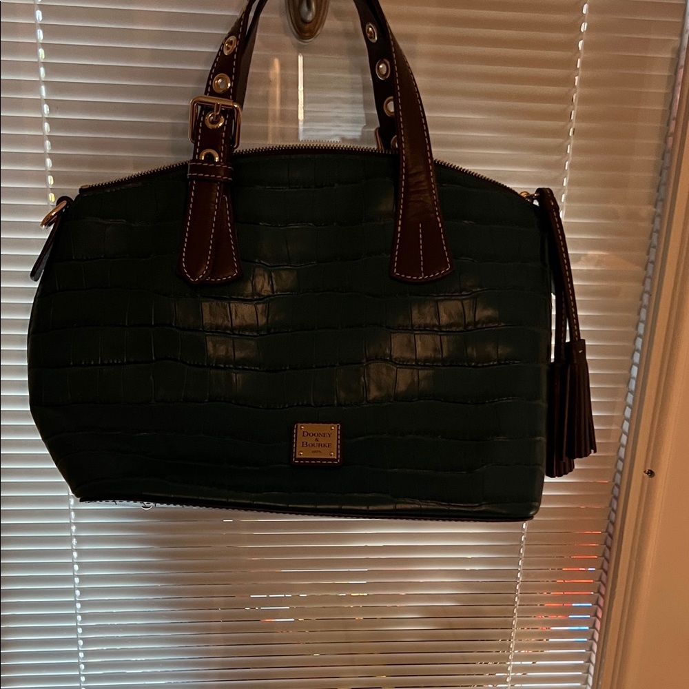 Dooney & Bourke Dark Green Croc-Embossed Satchel